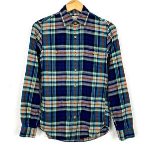 J. Crew 100% Cotton Plaid Flannel Casual Button Down Shirt Size Men’s XS
